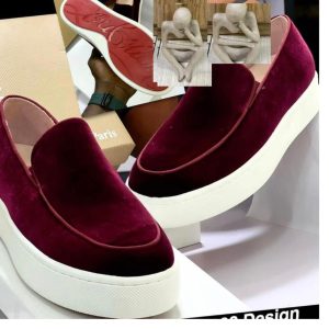 Christiana Louboutin Suede Casual Shoe - Wine