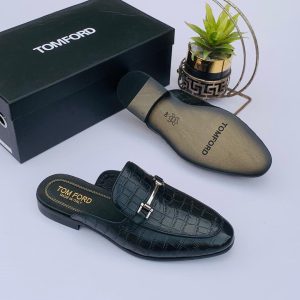 Tomford Men Quality Premium Half Leather Shoe-Black