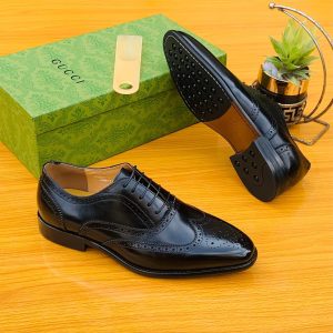 Gucci Men Brogues Oxford Cooperate Leather Shoe - Black