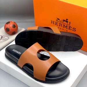 Hermes Italian Men Quality Slippers - Brown