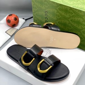 Gucci Italian Men Quality Slippers - Black