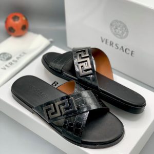Versace Italian Men Quality Slippers - Black