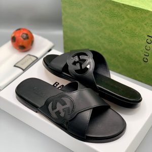 Gucci Italian Men Quality Slippers - Black